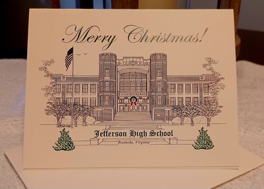 Jefferson High School (former) Roanoke Va Christmas Cards (Green Des